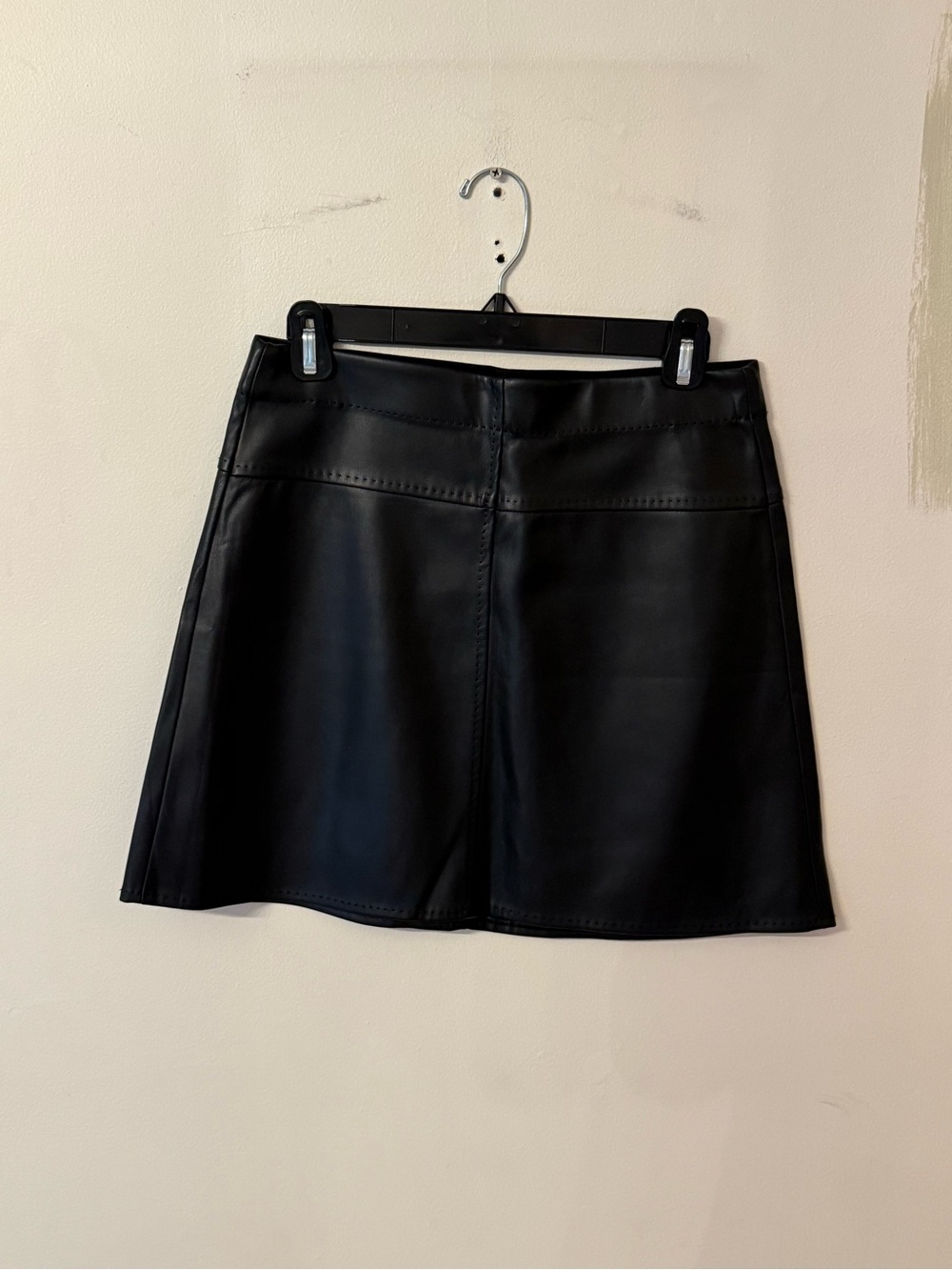 Max Studio Black Faux Leather A-Line Mini Skirt
